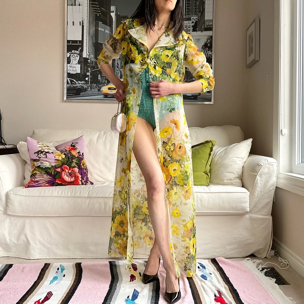 Vintage sheer floral maxi layering jacket - Picture 2 of 16